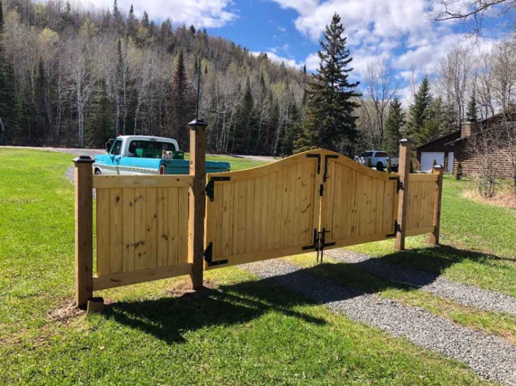Wooden double gate back view